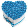 41 голубая роза в коробке-сердце